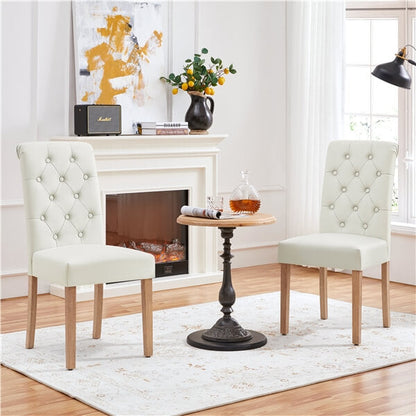 Faux Leather Parsons Dining Chairs, Set of 2, Easy to Clean — front view