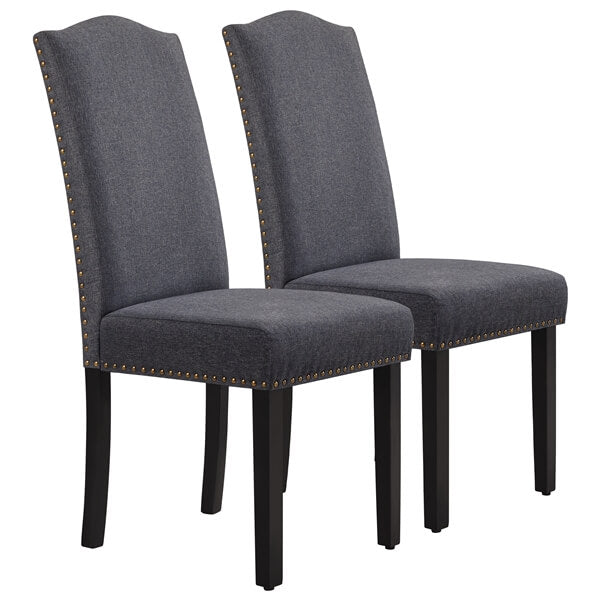 Upholstered Dining Chairs, Set of 6, with Nailhead Trim — detail view
