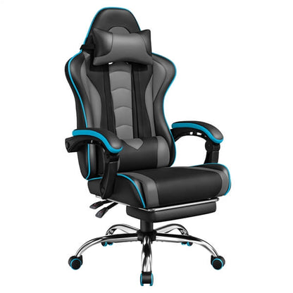 Ergonomic Gaming Chair with Massage Lumbar Support & Footrest — front view