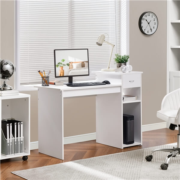 Computer Desk with CPU Stand & Sliding Storage Drawer — front view