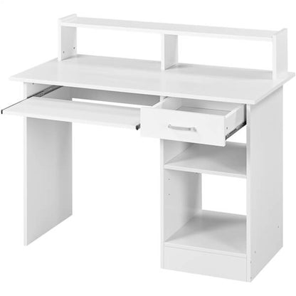 Home Office Computer Desk with Monitor Hutch & Keyboard Tray — detail view
