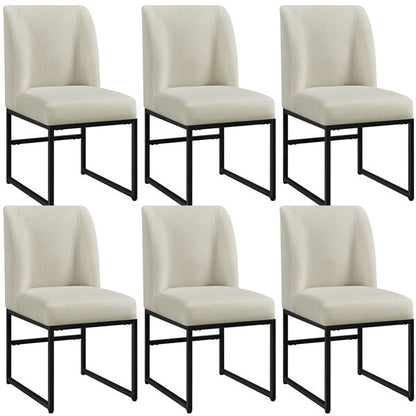Armless Upholstered Dining Chairs, Set of 6, with Winged Backrest — side view