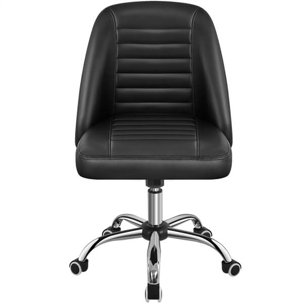 Mid-Back PU Leather Armless Office Chair with Adjustable Height — side view