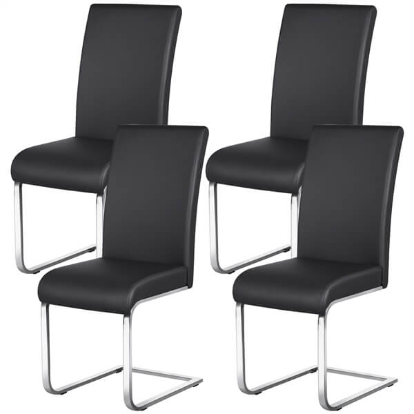 Faux Leather Dining Chairs, Set of 4, with Curved Backrest — side view