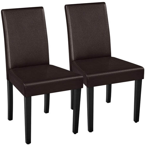 Armless Faux Leather Dining Chairs, Set of 2, High Back — side view