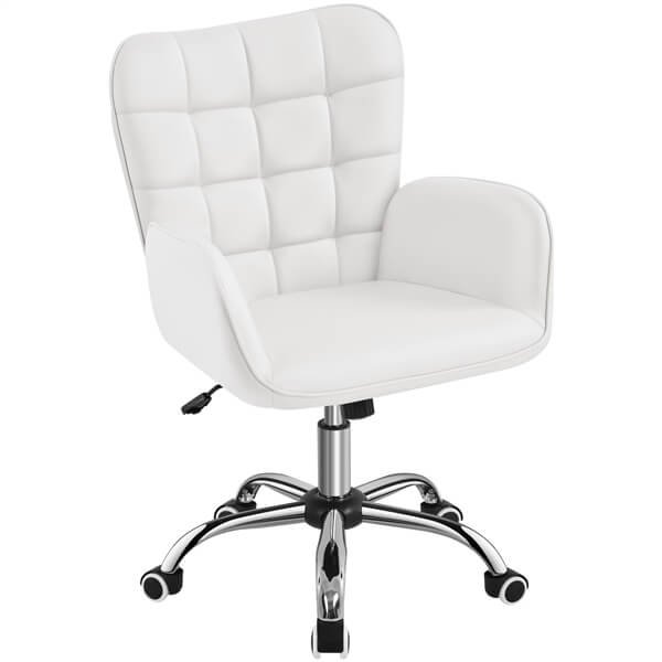 Faux Leather Wing-Back Office & Vanity Chair with Adjustable Height — side view