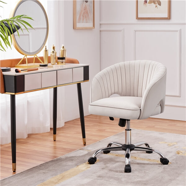 Velvet Tufted Home Office Chair with Adjustable Height & Swivel — front view