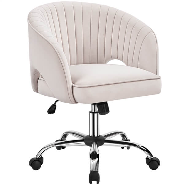 Velvet Tufted Home Office Chair with Adjustable Height & Swivel — side view