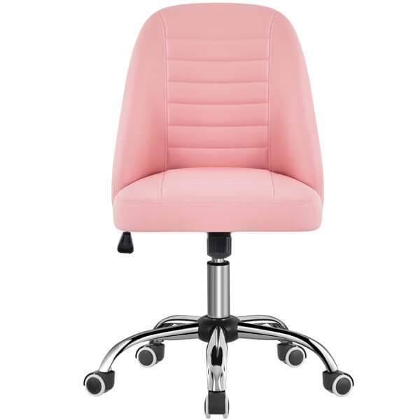Mid-Back PU Leather Armless Office Chair with Adjustable Height — alternate angle