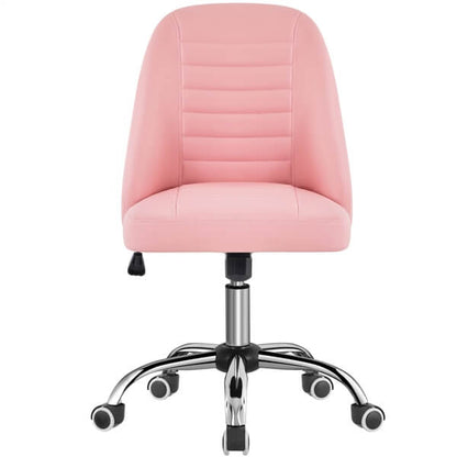 Mid-Back PU Leather Armless Office Chair with Adjustable Height — alternate angle