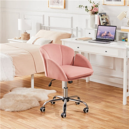 Velvet Petal-Shaped Desk Chair with Removable Cushion Cover — front view