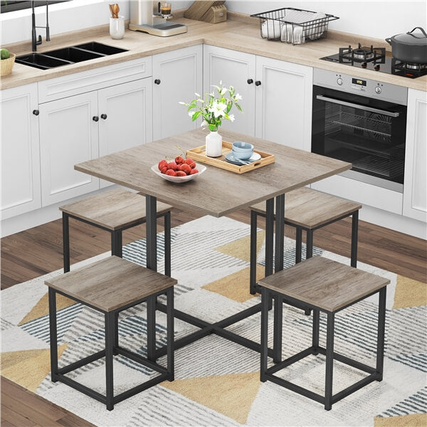 Dining Table Set for 4 Industrial Kitchen Table with 4 Chairs Position 13