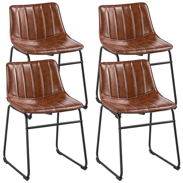 Industrial Armless Dining Chairs, Set of 4, Sled-Style Legs — side view