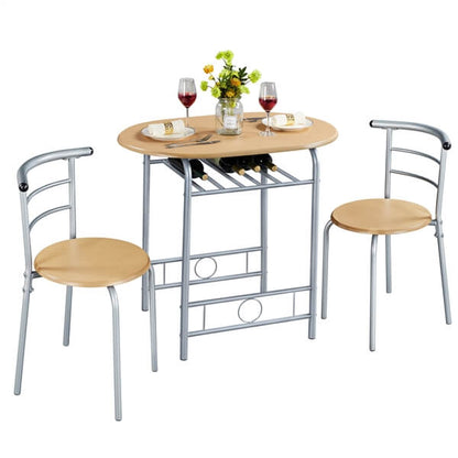 3-Piece Round Dining Table Set with Storage Rack — front view