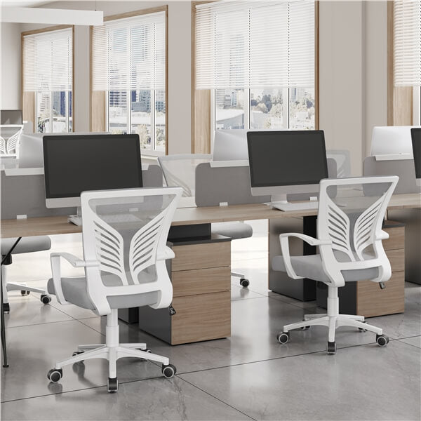 Mesh Office Chairs, Set of 2, with Lumbar Support & Casters — front view