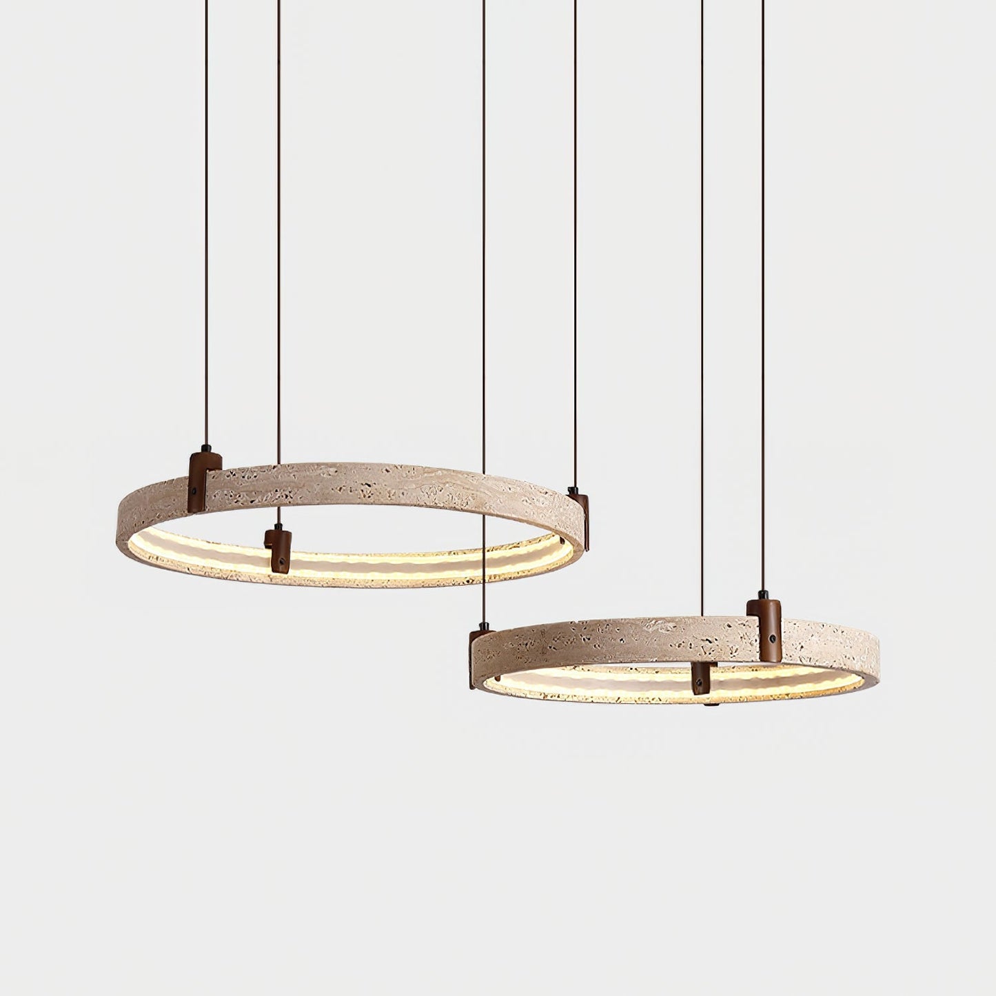 Celestial Orbit Travertine Chandelier with Adjustable Height