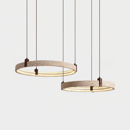 Celestial Orbit Travertine Chandelier with Adjustable Height