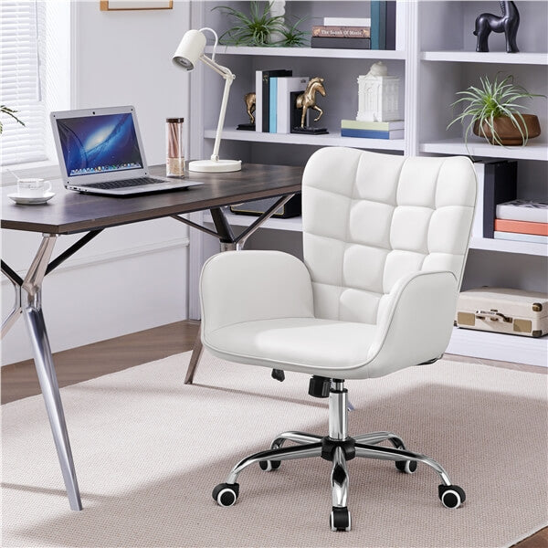 Faux Leather Wing-Back Office & Vanity Chair with Adjustable Height — alternate angle