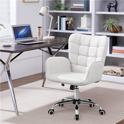 Faux Leather Wing-Back Office & Vanity Chair with Adjustable Height — alternate angle