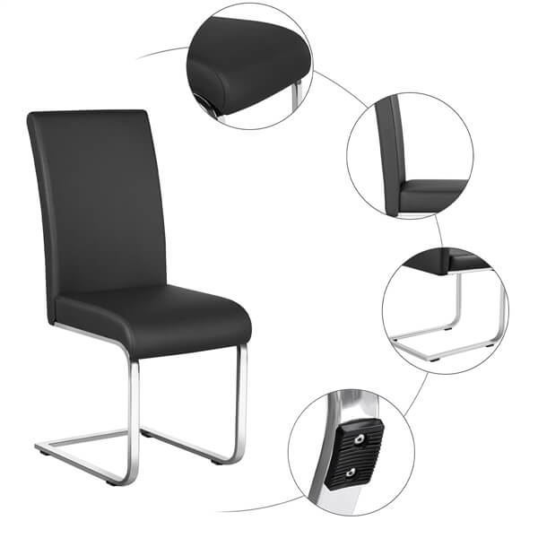 Faux Leather Dining Chairs, Set of 4, with Curved Backrest — detail view