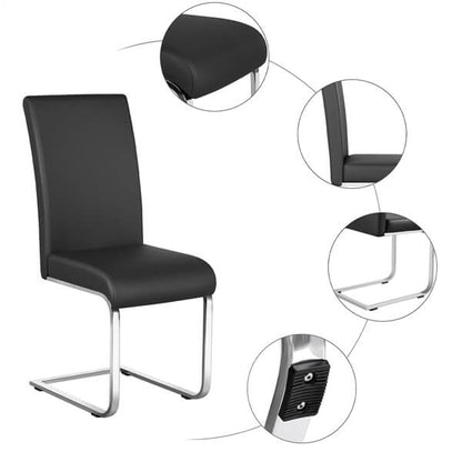 Faux Leather Dining Chairs, Set of 4, with Curved Backrest — detail view