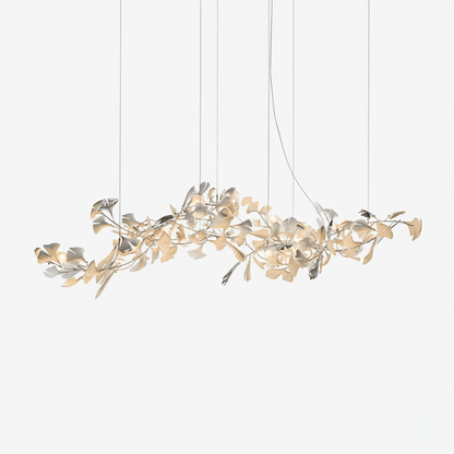 Porcelain Ginkgo Chandelier - Handcrafted, Energy Efficient Lighting — detail view