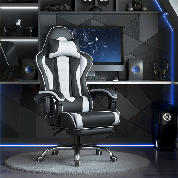 Brennware Ergonomic Gaming Chair Massage Lumbar Support Footrest – lifestyle view