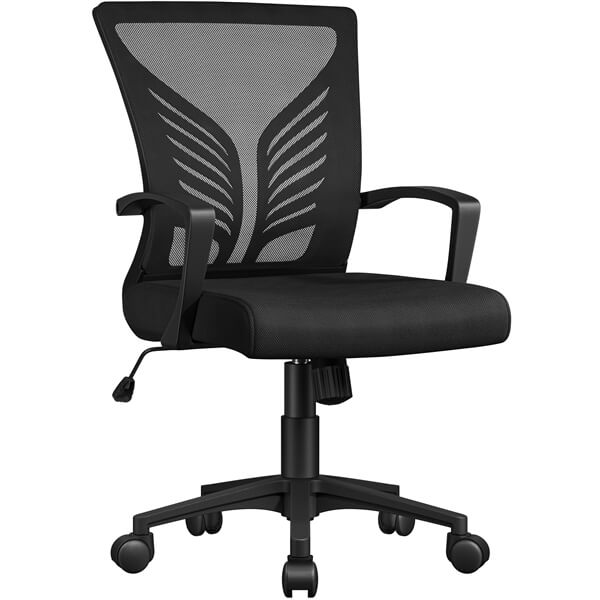 Mesh Office Chairs, Set of 2, with Lumbar Support & Casters — detail view
