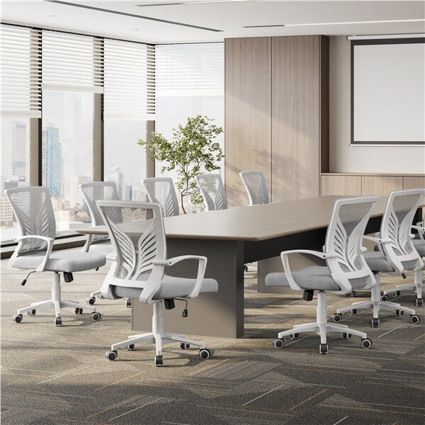 Mesh Office Chairs, Set of 2, with Lumbar Support & Casters — front view