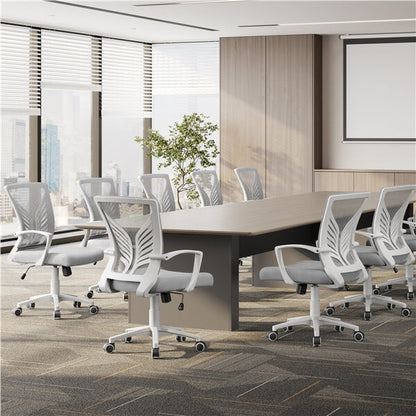 Mesh Office Chairs, Set of 2, with Lumbar Support & Casters — front view