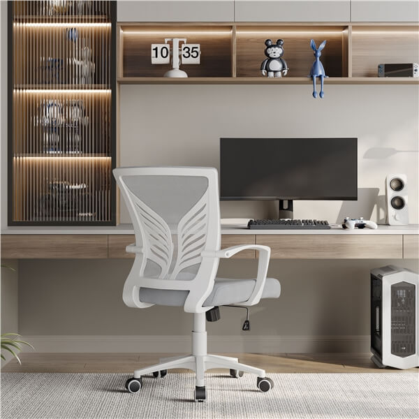 Mesh Office Chairs, Set of 2, with Lumbar Support & Casters — alternate angle