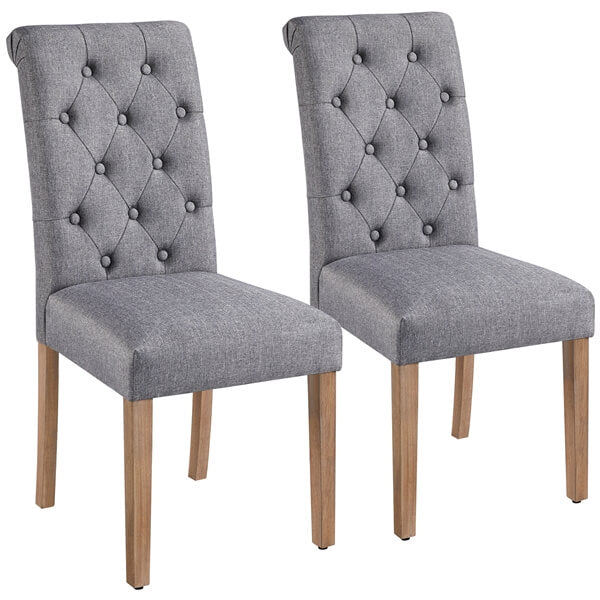 Faux Leather Parsons Dining Chairs, Set of 2, Easy to Clean — front view