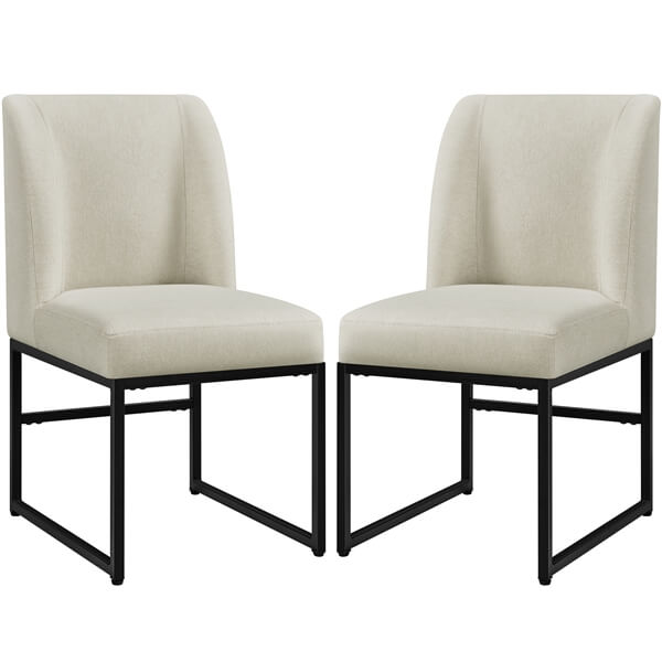 Armless Upholstered Dining Chairs, Set of 6, with Winged Backrest — detail view