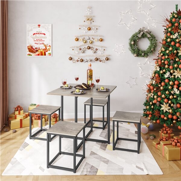 Dining Table Set for 4 Industrial Kitchen Table with 4 Chairs Position 11
