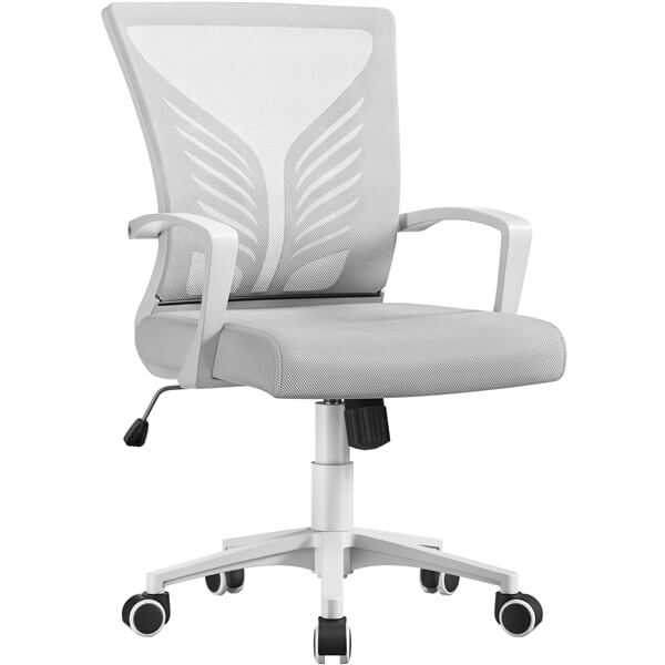 Mesh Office Chairs, Set of 2, with Lumbar Support & Casters — side view