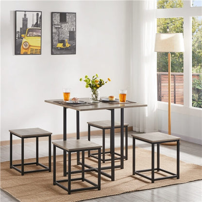 Dining Table Set for 4 Industrial Kitchen Table with 4 Chairs Position 12