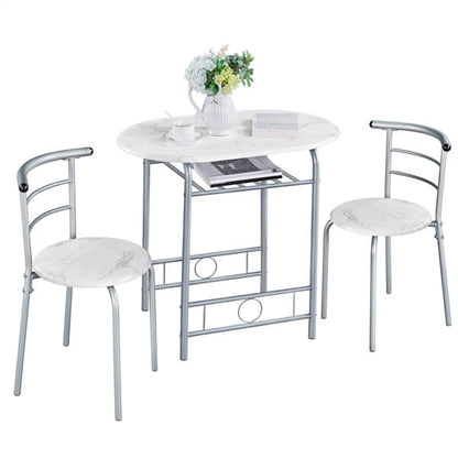 3-Piece Round Dining Table Set with Storage Rack — alternate angle