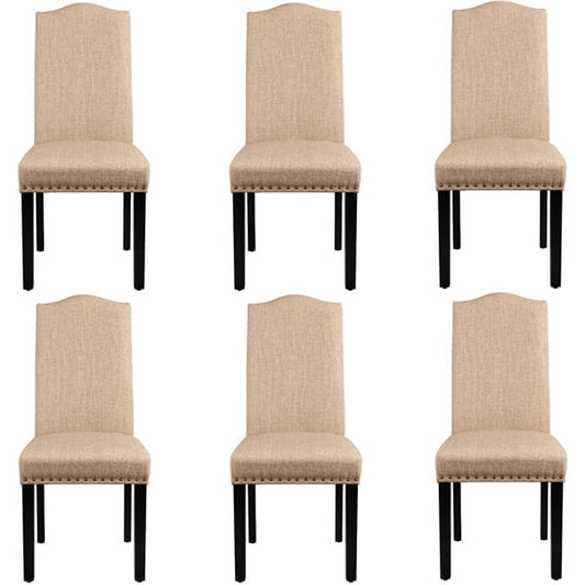Upholstered Parsons Dining Chairs, Set of 6, with Nailhead Trim — side view