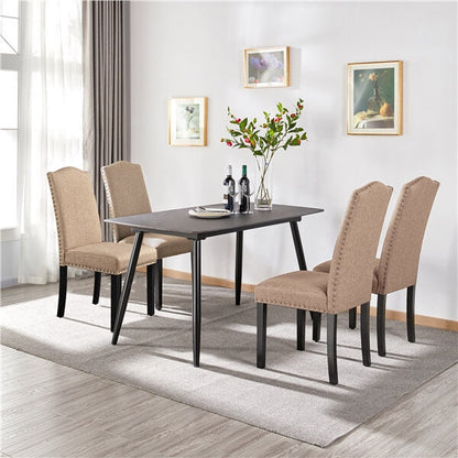 Upholstered Parsons Dining Chairs, Set of 6, with Nailhead Trim — front view