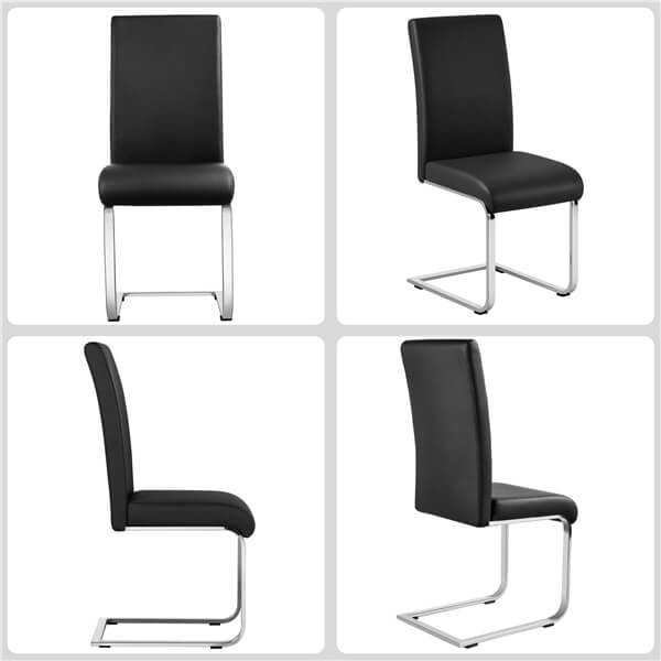 Faux Leather Dining Chairs, Set of 4, with Curved Backrest — alternate angle