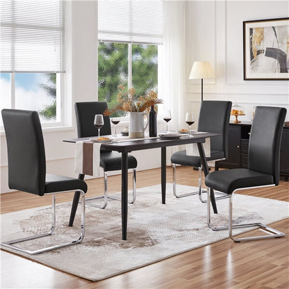 Faux Leather Dining Chairs, Set of 4, with Curved Backrest — front view