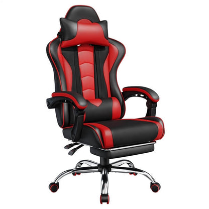 Ergonomic Gaming Chair with Massage Lumbar Support & Footrest — detail view