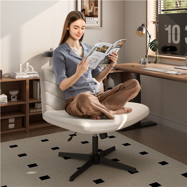 Wide Criss-Cross Desk Chair, No Wheels, with Adjustable Height — front view